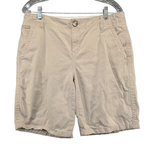 Eddie Bauer Womens Blakely Chino Shorts Tan Size 10 Slash Pockets Cotton
